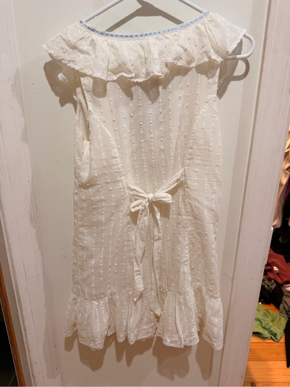 American Eagle Outfitters Ivory Ruffle-Trim Button Mini Dress - Picture 3 of 7